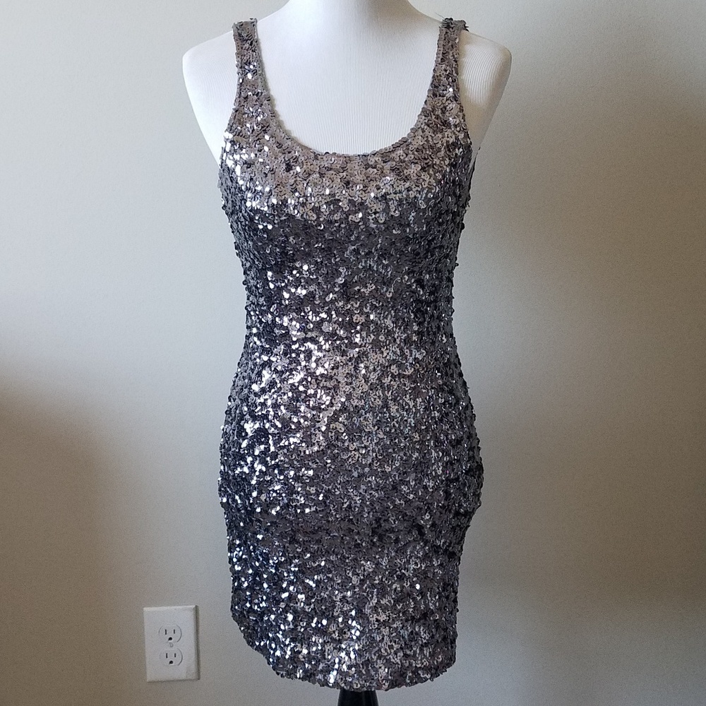 NWT Silver Sequin Dress